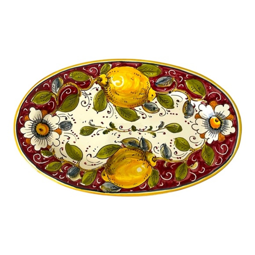 Piero Borgioli small platter. Signed.‎ Lemons and flowers. Excellent condition.